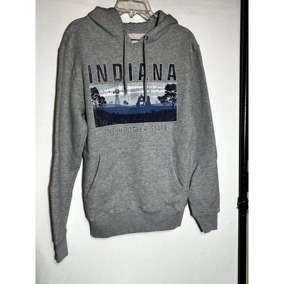 State Of Mine Other - Indiana The‎ Hoosier State Hooded Pullover Sweatshirt Drawstring Mens S NWT